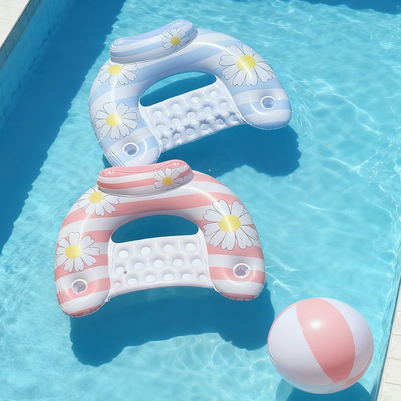 Retro Daisy U-Shape Inflatable Pool Lounger Float Bed - Image 1