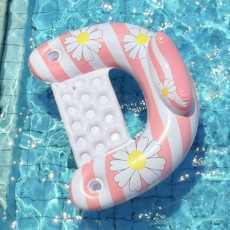 Retro Daisy U-Shape Inflatable Pool Lounger Float Bed - Image 3