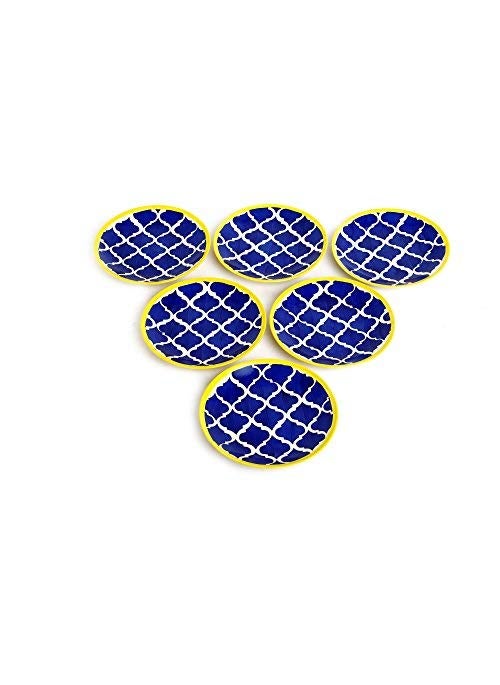 Caffeine Caffeine Ceramic Handmade Stoneware Blue Umrao Quarter Plate 8” (Set of 6 Dishwasher & Microwave Safe)  - Image 2