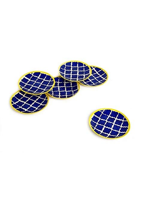 Caffeine Caffeine Ceramic Handmade Stoneware Blue Umrao Quarter Plate 8” (Set of 6 Dishwasher & Microwave Safe)  - Image 3