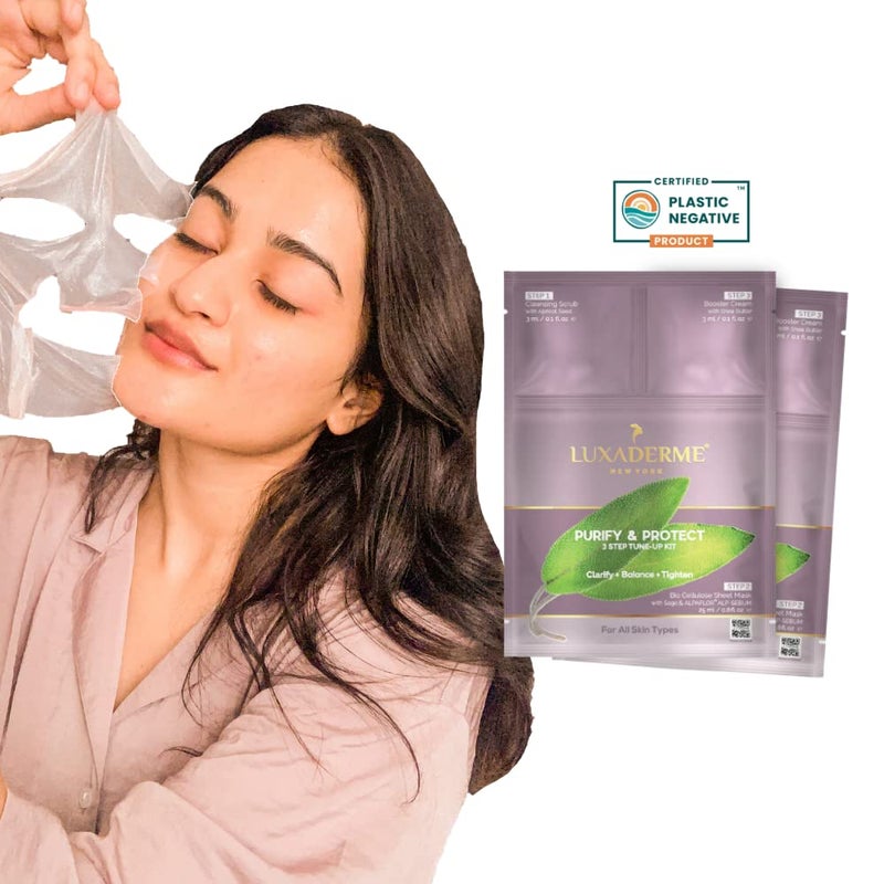 LuxaDerme LuxaDerme 3Step Korean Facial Kit  Deep Cleansing  Acne Control  Purifying Facial for Oily  AcneProne Skin  Brightening  Glowing Skin Treatment  AtHome Spa Facial Kit Pack of 2  - Image 1