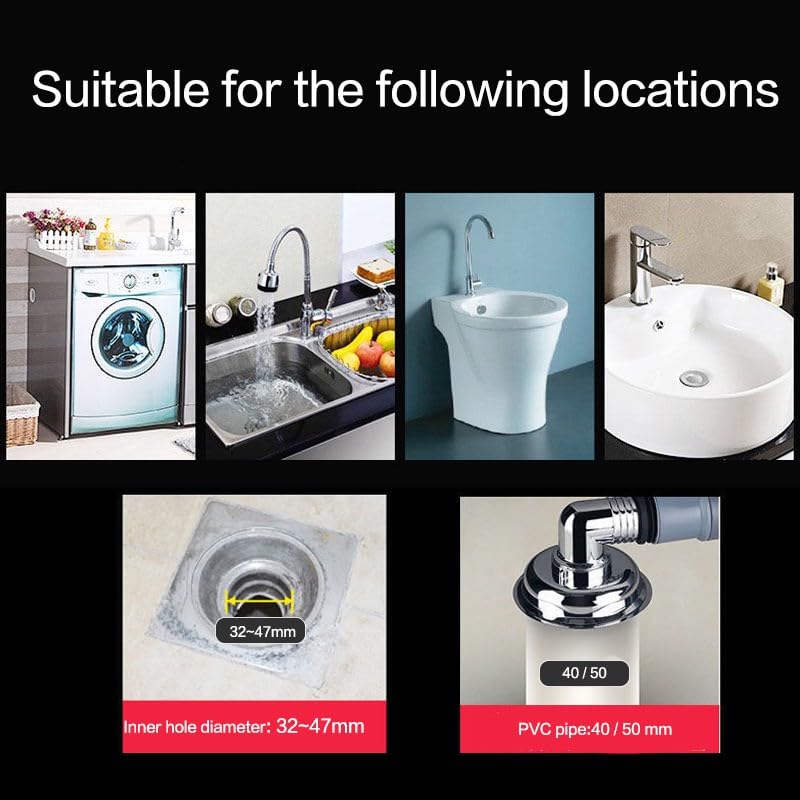 Dayalu Anti Overflow Water Floor Drain with Easy Connector for Washing Machine Outlet Pipe, Deodorant Joint Elbow for Pipe - Silver (ABS & Rubber) - Image 3