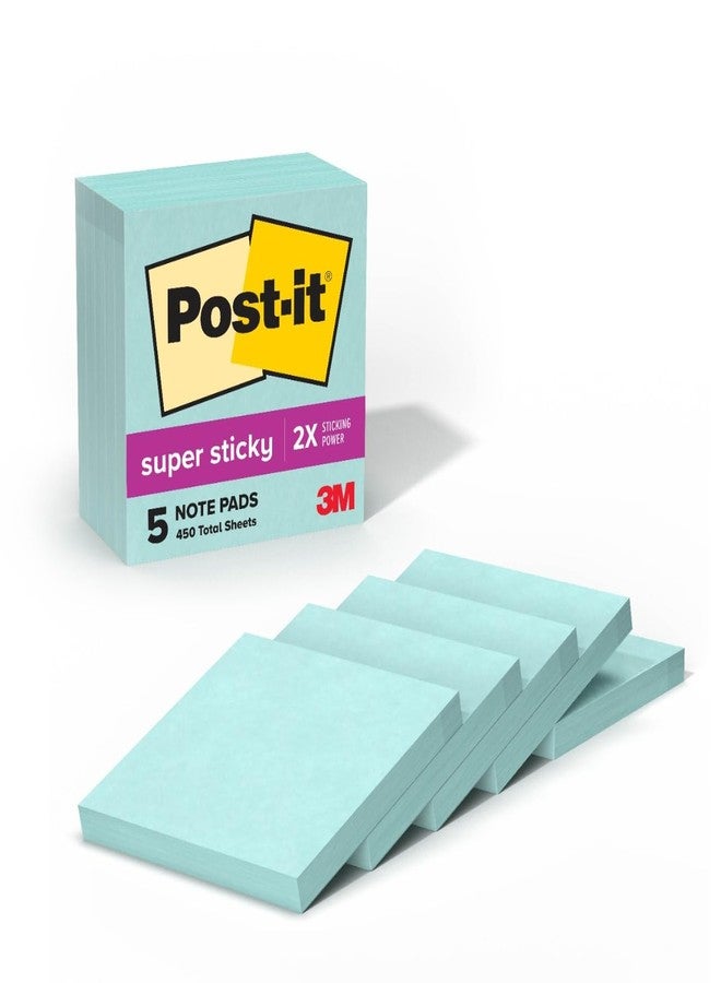 بوست-إت ملاحظات لاصقة فائقة القوة من بوست-إت، 3×3 بوصة، 5 مجموعات، 90 ورقة/مجموعة، 450 ورقة إجمالاً، ضعف قوة اللصق، بنكهة النعناع المنعش - Image 1