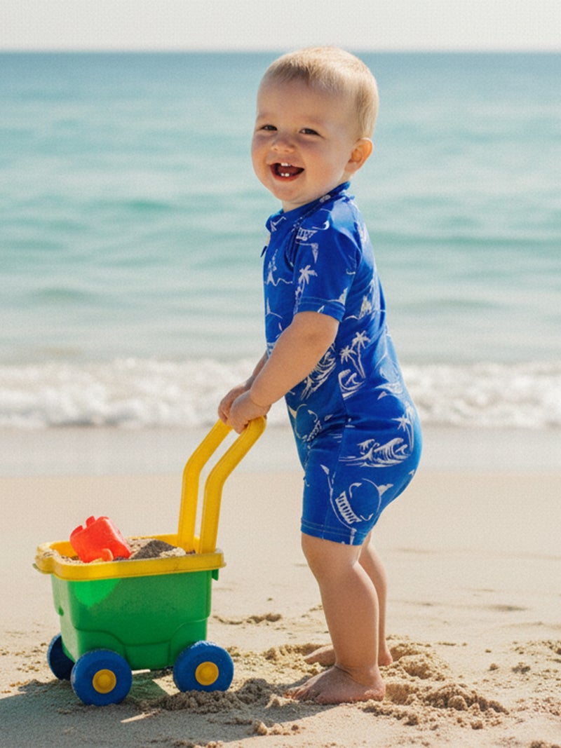 Toddler Baby Boys Rash Guard Swimsuits Fashionable Cute Shark Printed Short Sleeve Swimwear - Image 3