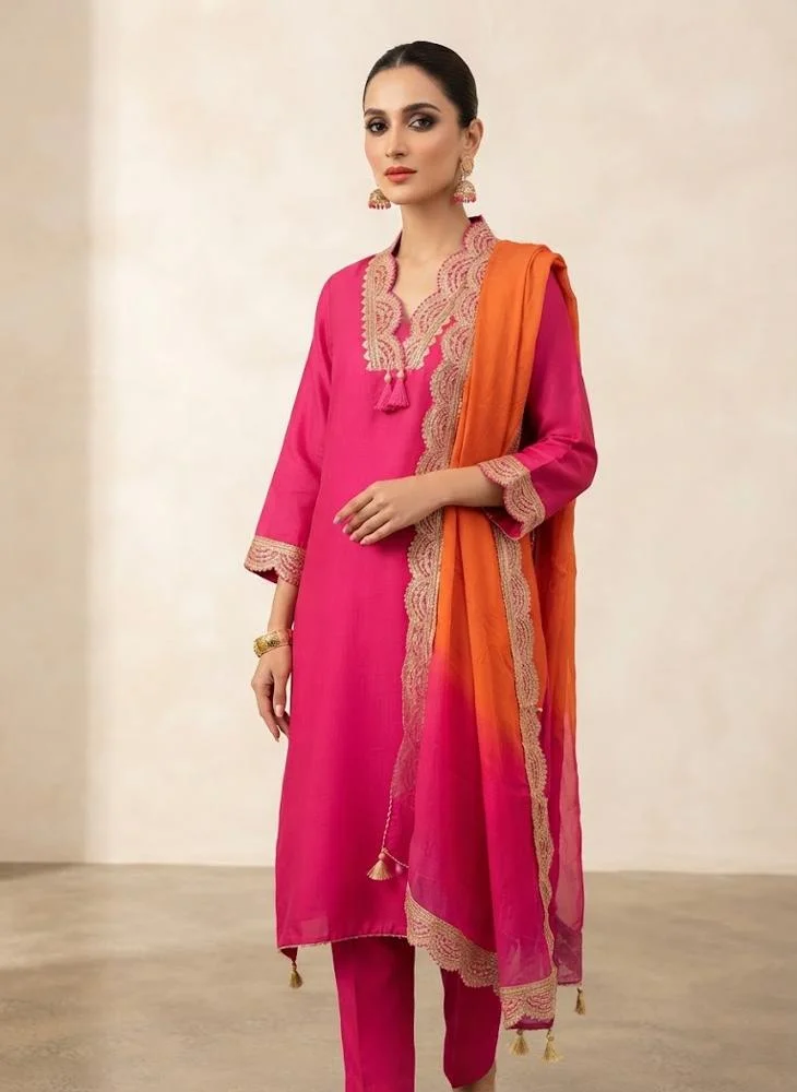 Viny VINY Rani Pink Embellished Suit Set – Women's Indian Ethnic Wear