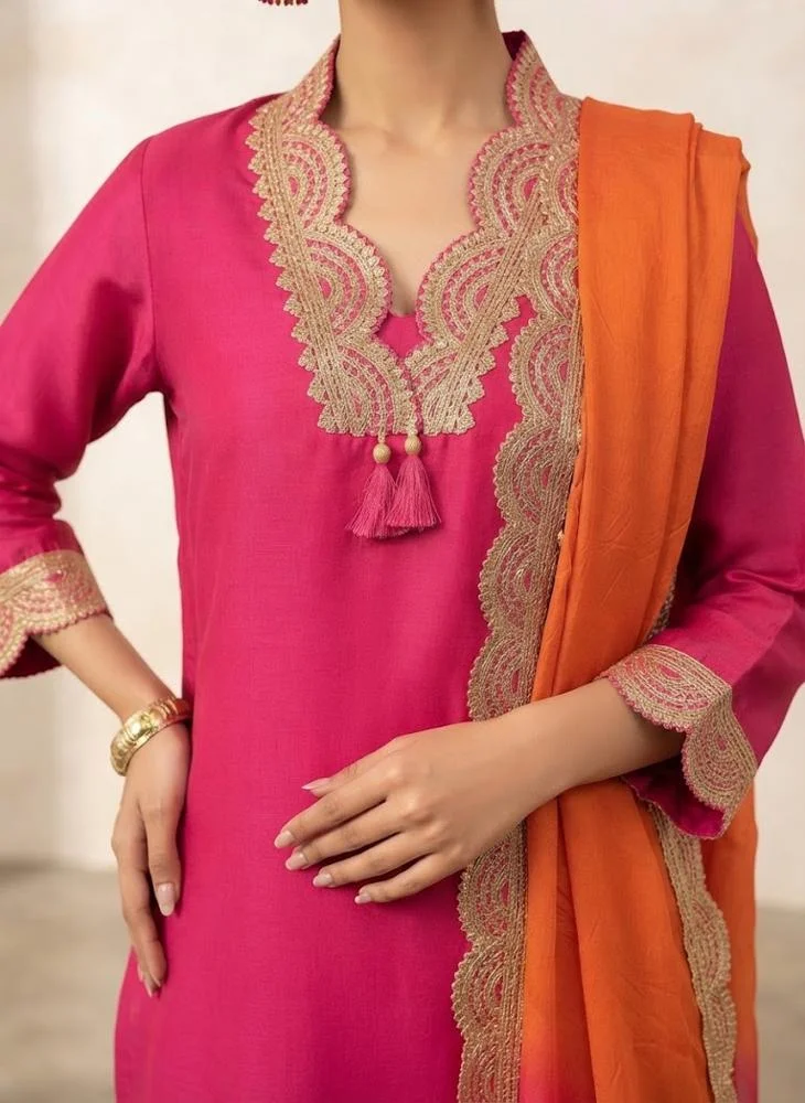 Viny VINY Rani Pink Embellished Suit Set – Women's Indian Ethnic Wear