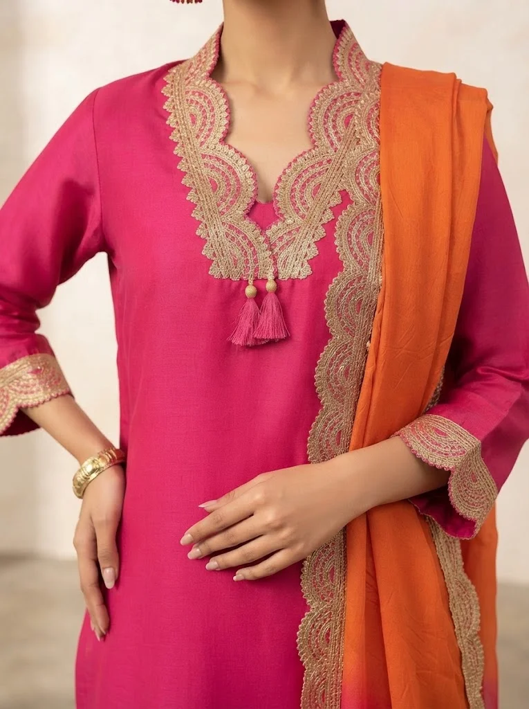 Viny  VINY Rani Pink Embellished Suit Set – Women's Indian Ethnic Wear for Women | Best Price UAE