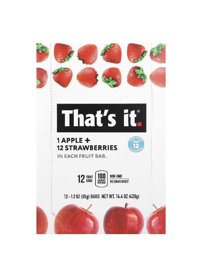 That's it. That's It, Fruit Bars, Apple + Strawberries, 12 Bars, 1.2 oz (35 g) Each  - Image 1