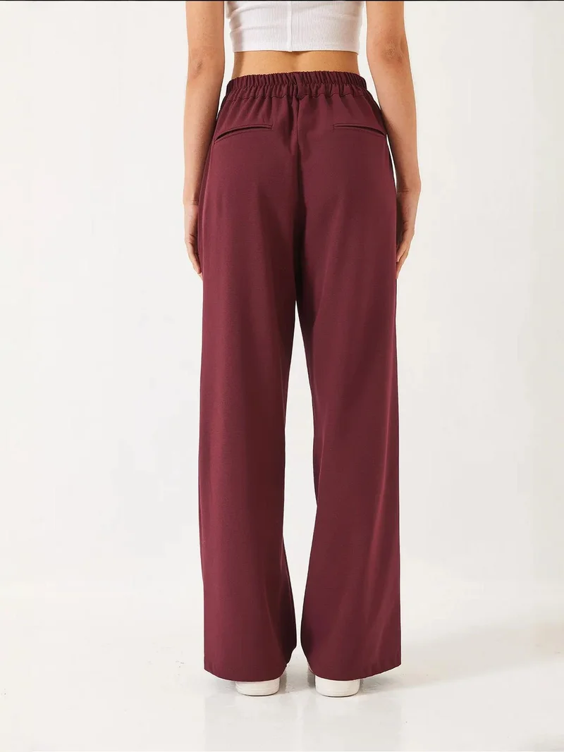 Bianco Lucci LUCCI Wide Leg Pleated Pants with Hook and Loop Closure