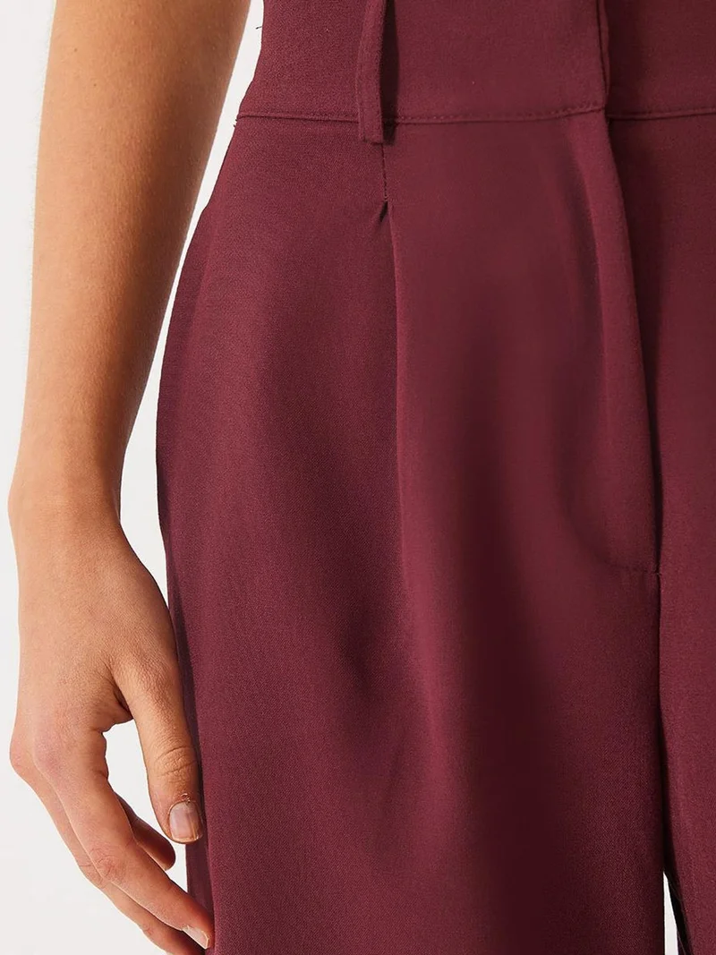 Bianco Lucci LUCCI Wide Leg Pleated Pants with Hook and Loop Closure