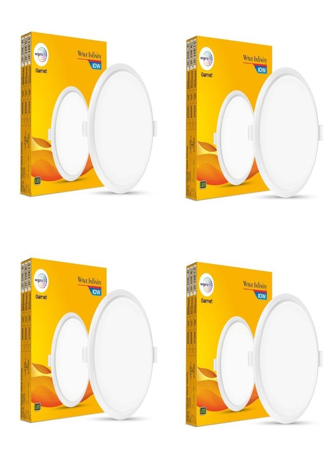 wipro Garnet 10W Round Led Wave Infinity Panel |Warm White Light (2700K) | Rimless Panel with Ultra-Slim Design for False Ceiling |Pop Ceiling Light| Cutout - 130Mm | Pack of 4 - Image 1