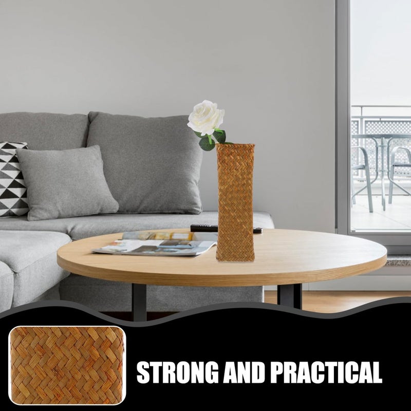 VOSAREA Natural Seaweed Weave Basket Straw Woven Vase Pastoral Rattan Flower Vase Vintage Wicker Flower Basket for Home House Hotel Decoration - Image 4
