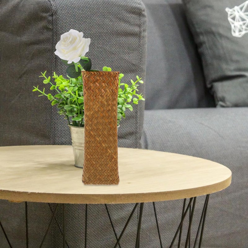 VOSAREA Natural Seaweed Weave Basket Straw Woven Vase Pastoral Rattan Flower Vase Vintage Wicker Flower Basket for Home House Hotel Decoration - Image 3
