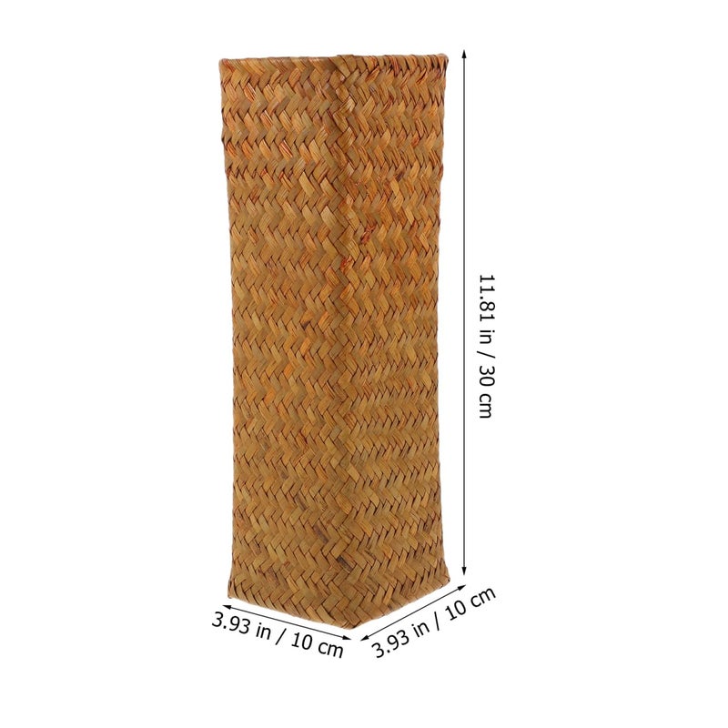 VOSAREA Natural Seaweed Weave Basket Straw Woven Vase Pastoral Rattan Flower Vase Vintage Wicker Flower Basket for Home House Hotel Decoration - Image 2