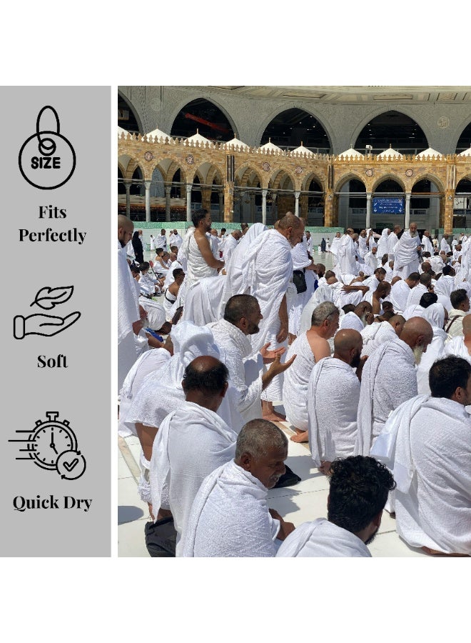 My Cotton Ihram Towel with Belt Bag – 2-Piece Islamic Men’s Towel Set – Soft & Absorbent Ehram/Ahram Towels – Hygienic Hajj & Umrah Essentials – White - Image 5