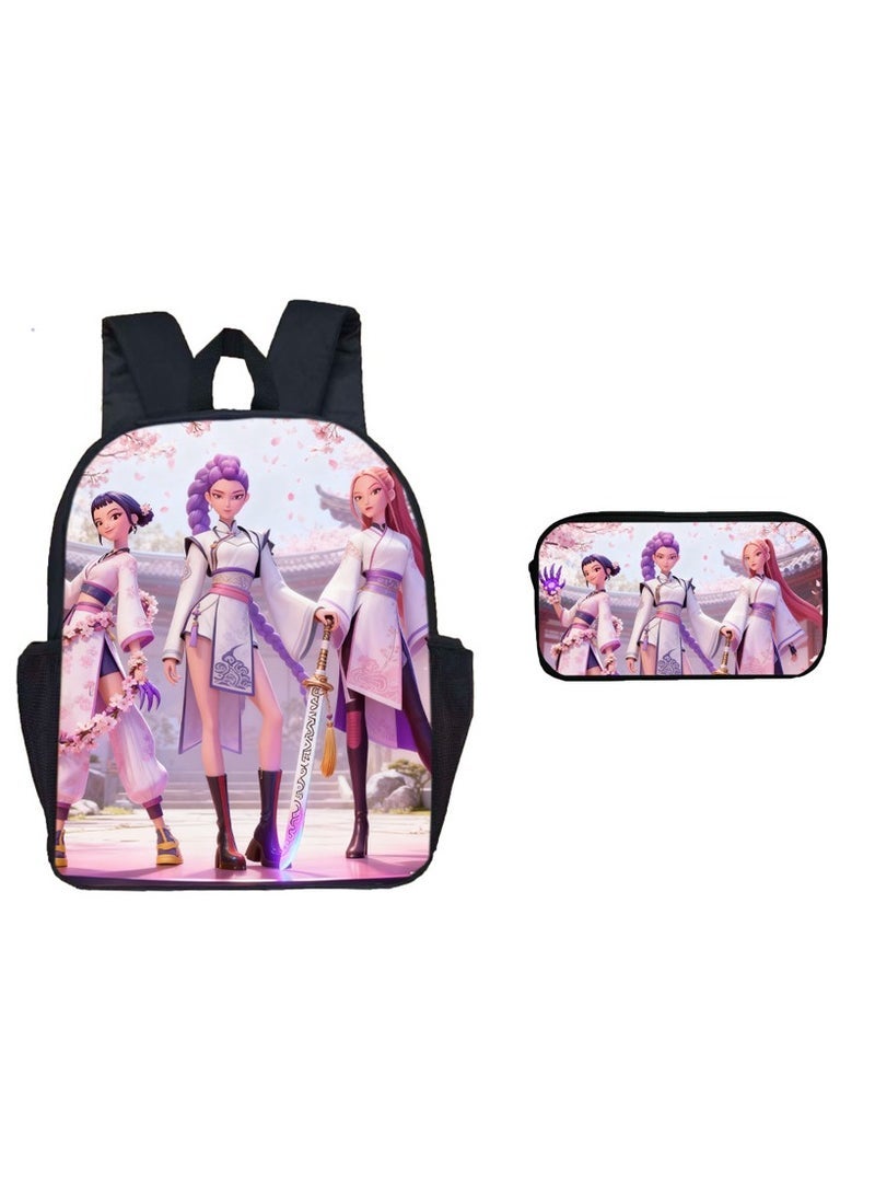 general K-POP: Demon-Hunting Girl Group Two-Piece Backpack with Pencil Case Organized Storage to Meet Travel and Storage Needs - Image 1