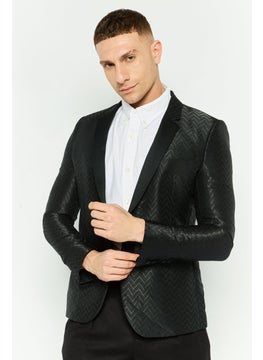EMPORIO ARMANI Men Regular Fit Textured Suit Jacket, Black  - Image 1