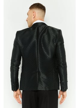 EMPORIO ARMANI Men Regular Fit Textured Suit Jacket, Black  - Image 2