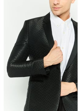 EMPORIO ARMANI Men Regular Fit Textured Suit Jacket, Black  - Image 3