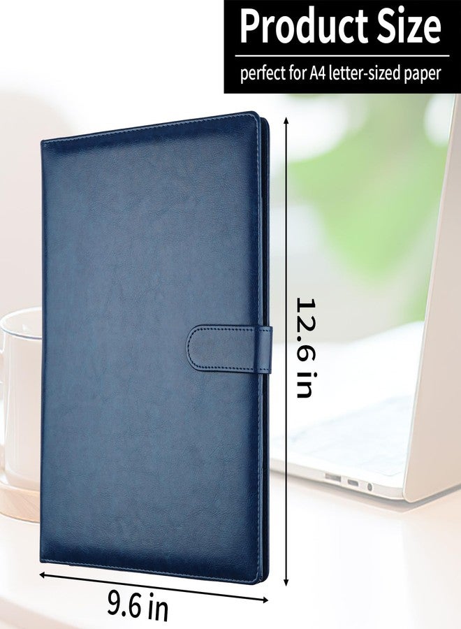 MOWPOG Professional Padfolio with Clipboard, Faux Leather Portfolio Folder Binder, Legal Pad Holder for A4 Letter Size Notepad, Resume, Writing Pad, Ideal Organizer for Business Office Conference (Blue) - Image 2