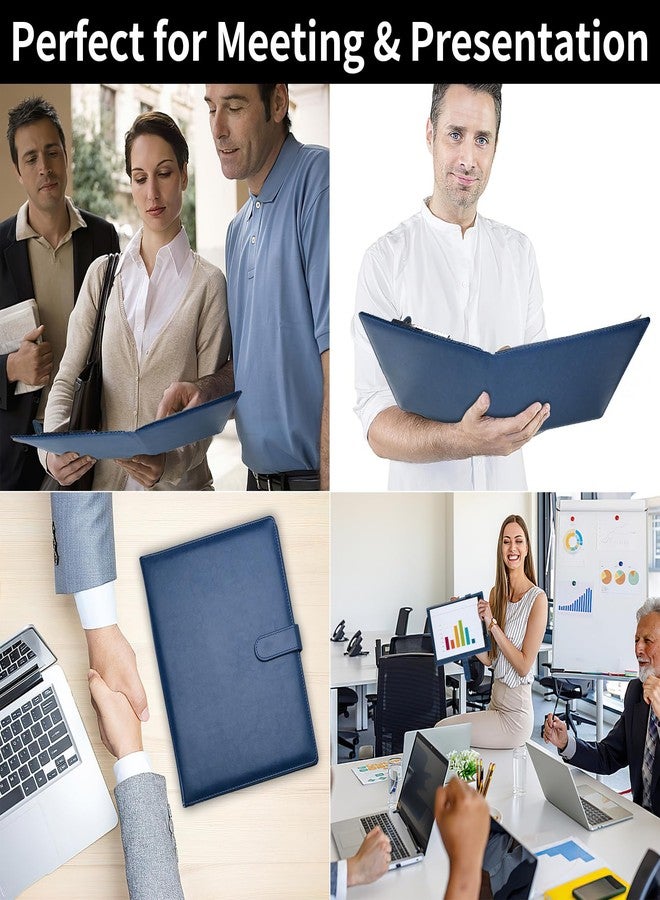 MOWPOG Professional Padfolio with Clipboard, Faux Leather Portfolio Folder Binder, Legal Pad Holder for A4 Letter Size Notepad, Resume, Writing Pad, Ideal Organizer for Business Office Conference (Blue) - Image 5
