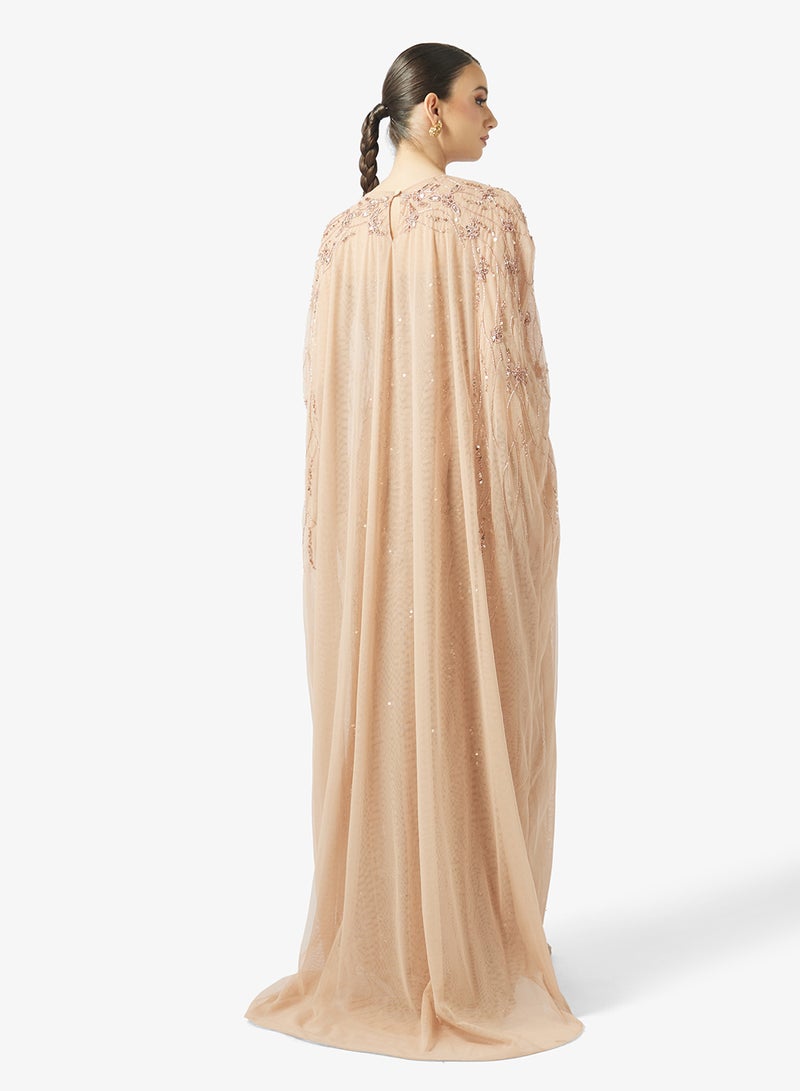 بيوت فستان ماكسي بأكمام كاب مزينة - Image 2