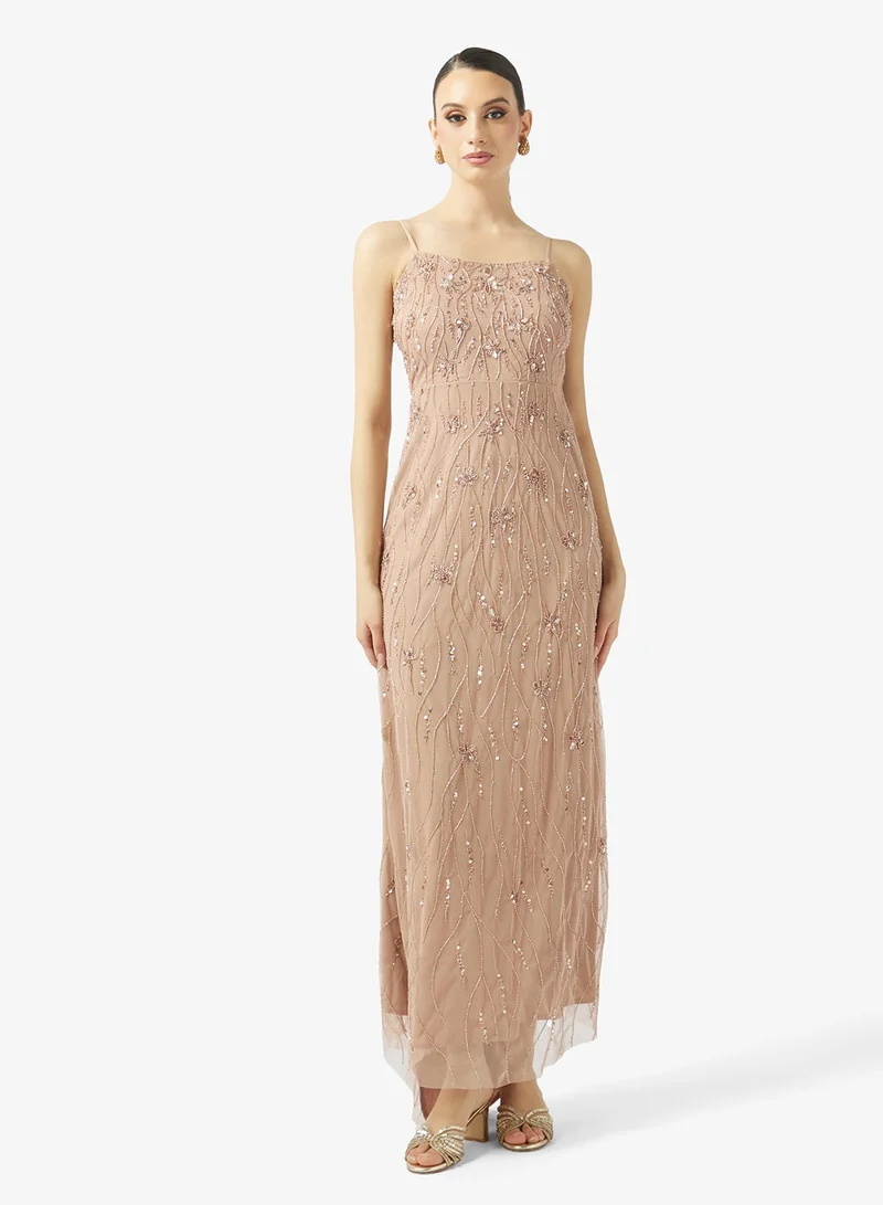 Beauut  Embellished Cape Sleeve Maxi Dress for Women | Best Price UAE