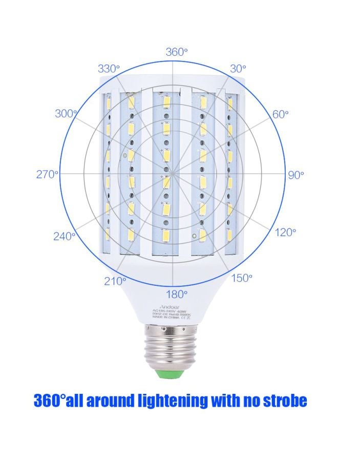 مصباح إضاءة LED بجهد 40 وات مناسب لستوديو التصوير الفوتوجرافي بتصميم على شكل الذرة ومزود ب 90 خرزة بدرجة إضاءة تبلغ 5500 كلفن مقاس 27 مم أبيض - Image 5