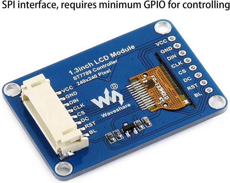 Waveshare 1.3inch LCD Display Module IPS Screen 240x240 HD Resolution with Embedded Controller Communicating via SPI Interface RGB, 65K Display Color - Image 4
