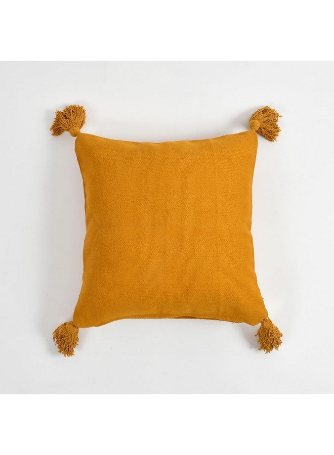 SASHAA WORLD 100% Cotton Cushion Covers with Tassels/Decorative Throw Pillow Set of 2 (16x16 inches, Mustard) - Image 5