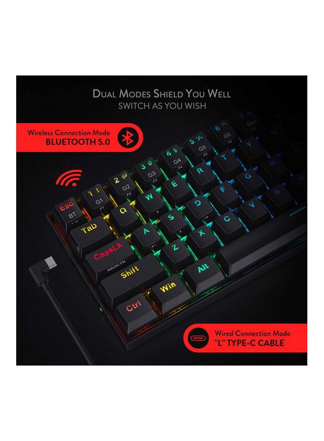 REDRAGON K530 Wired Pro Draconic 60% Compact RGB Wireless Mechanical Keyboard, Red Switch, Bluetooth V5.0, Hot-Swappable Switch, Detachable Type-C & USB-A, Black | K530RGB-PRO-RED - Image 3