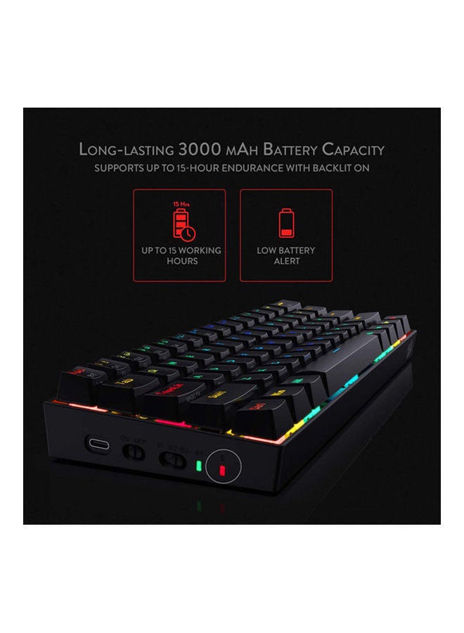 REDRAGON K530 Wired Pro Draconic 60% Compact RGB Wireless Mechanical Keyboard, Red Switch, Bluetooth V5.0, Hot-Swappable Switch, Detachable Type-C & USB-A, Black | K530RGB-PRO-RED - Image 4