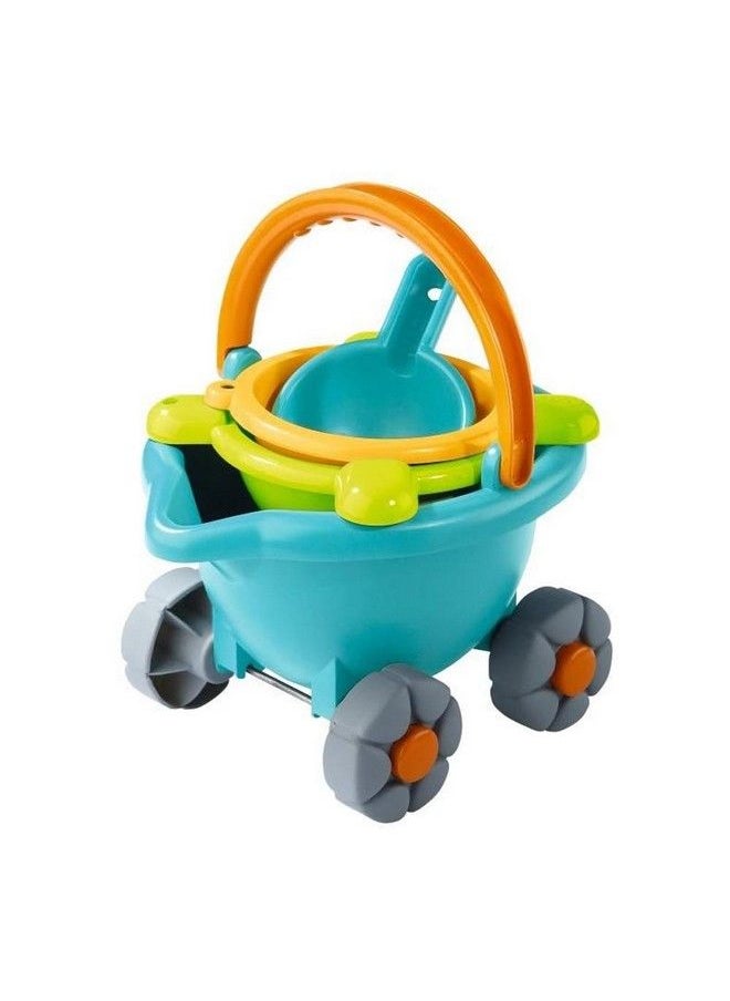 HABA - Sand Bucket Scooter 4 Piece Nesting Beach Toy Set For Toddlers With Portable Sand Bucket Sieve Shovel And Pail On Wheels - Image 1