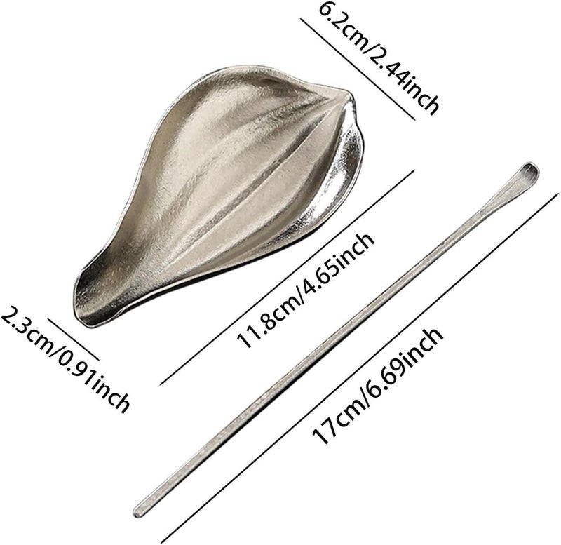 Tea Spoon Rest Tea Leaf Holder Tea Leaf Spoon Teaspoon Tea Dish for Tea Room, Silver - Image 5