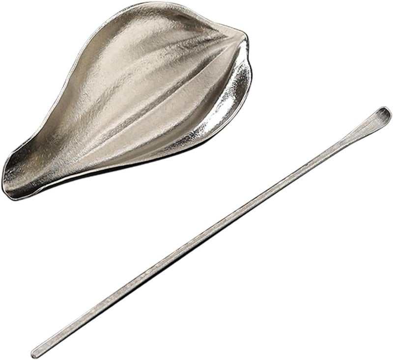 Tea Spoon Rest Tea Leaf Holder Tea Leaf Spoon Teaspoon Tea Dish for Tea Room, Silver - Image 1