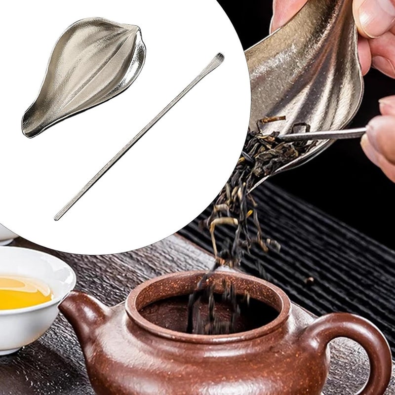 Tea Spoon Rest Tea Leaf Holder Tea Leaf Spoon Teaspoon Tea Dish for Tea Room, Silver - Image 3