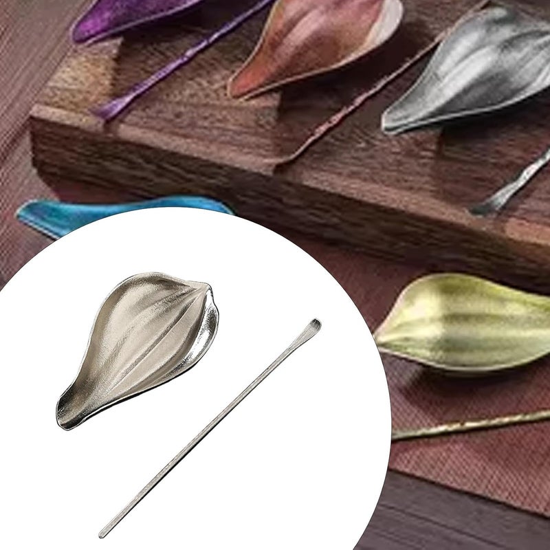 Tea Spoon Rest Tea Leaf Holder Tea Leaf Spoon Teaspoon Tea Dish for Tea Room, Silver - Image 4