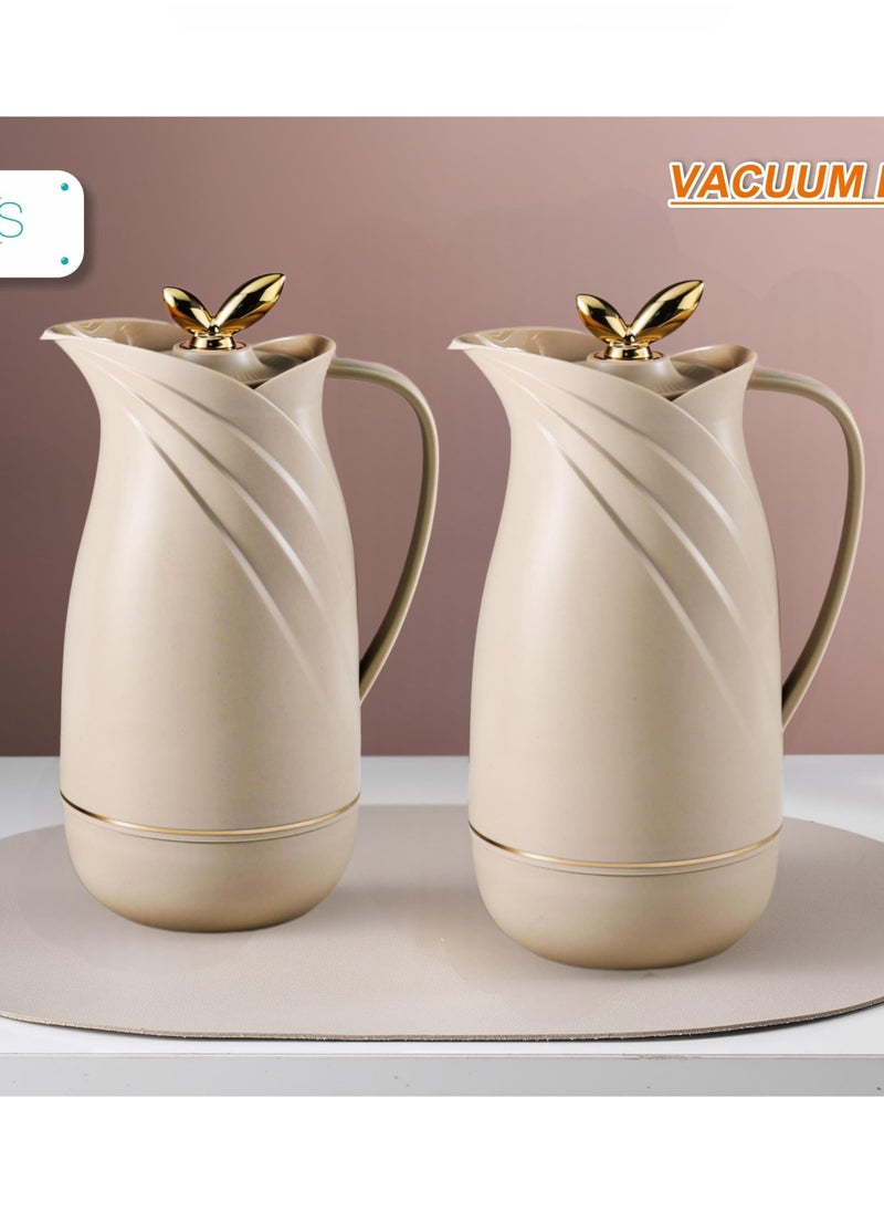 petros - Royal Camel 2 Piece Thermos Set 1L + 1L  Light Brown/Golden - Image 1