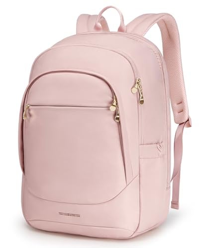 LIGHT FLIGHT Travel Laptop Backpacks for Women, 17.3 inches Laptop Backpack with USB Charging Hole, Water Resistant College Bookbag, Large Capacity Computer Backpacks for Work, Pink - Image 1