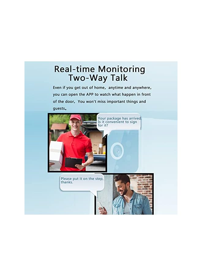 Green Tiger جرس باب فيديو، جرس باب شمسي لاسلكي، كاميرا لاسلكية، لفيلا مكتب شقة، نظام اتصال جرس باب فيديو، مع مراقبة حقيقية في الوقت الفعلي عبر واي فاي لاسلكي - Image 3