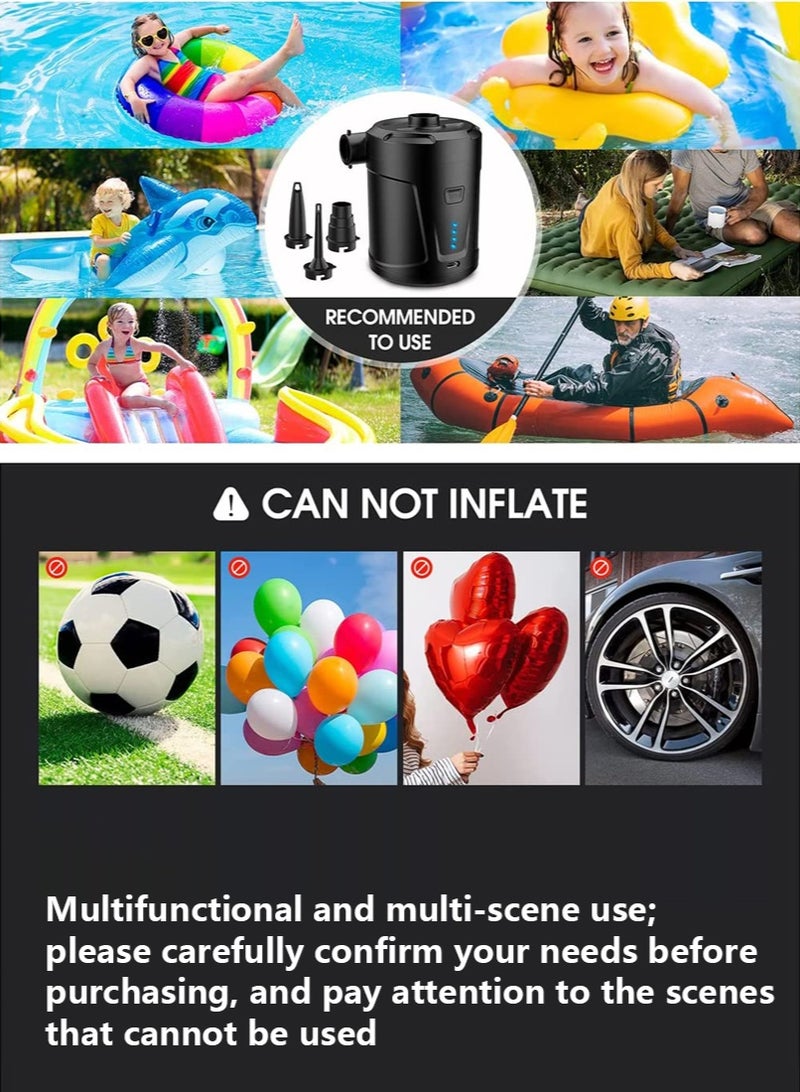 Sahramart Electric Air Pump for Inflatables Air Mattress Pump Rechargeable Portable Mini Inflator/Deflator Pumps for Outdoor Camping, Inflatable Cushions, Air Mattress Beds, Boat,Swimming Ring Pool Toys - Image 2