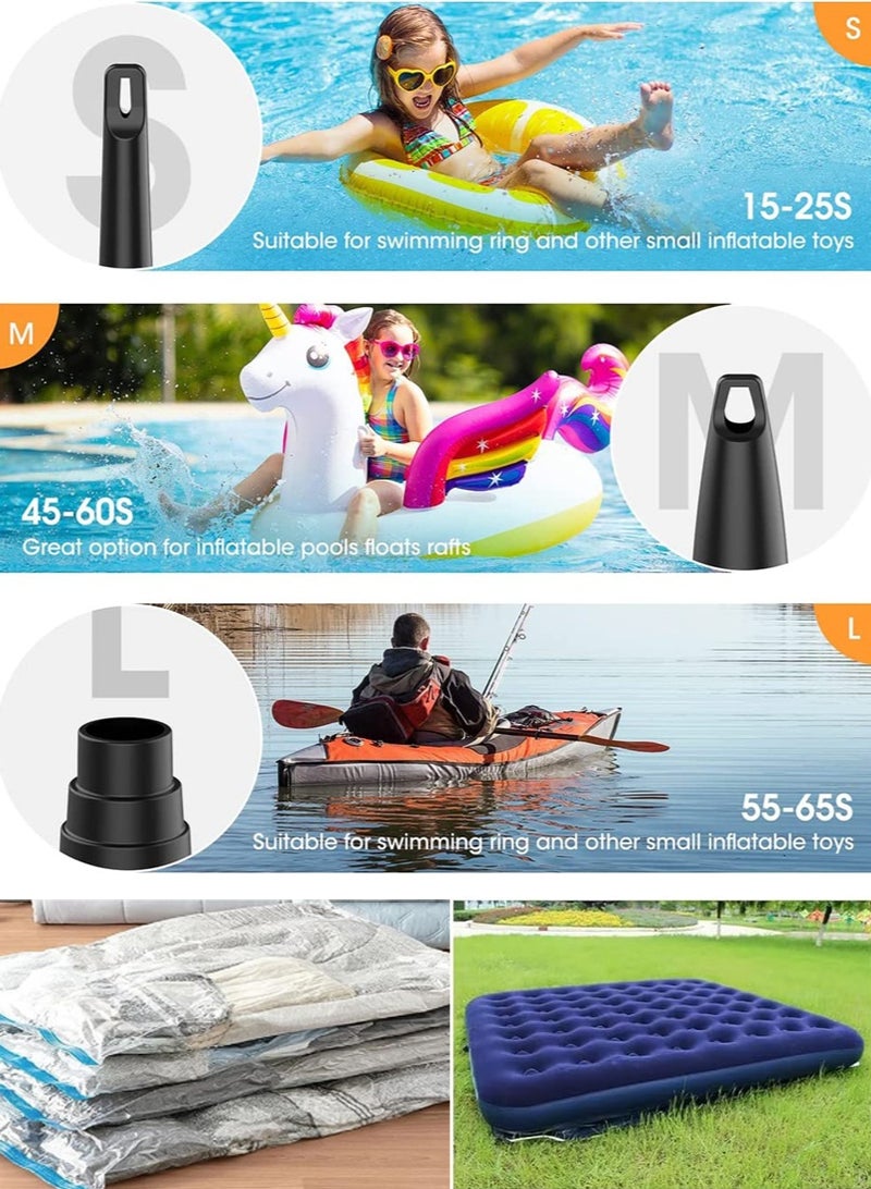 Sahramart Electric Air Pump for Inflatables Air Mattress Pump Rechargeable Portable Mini Inflator/Deflator Pumps for Outdoor Camping, Inflatable Cushions, Air Mattress Beds, Boat,Swimming Ring Pool Toys - Image 4