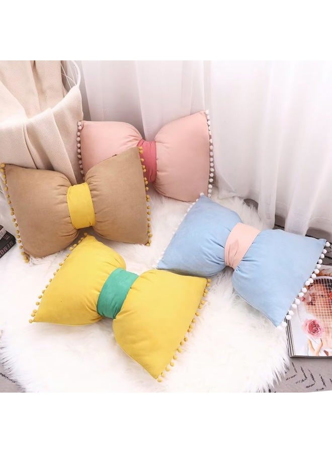 YDBDAT 14x20 Decorative Throw Pillow Covers with Pom Poms Bow Velvet Pillow Cases for Room Bed Sofa Couch Dusty Pink x2 - Image 5