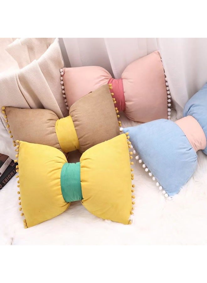YDBDAT 14x20 Decorative Throw Pillow Covers with Pom Poms Bow Velvet Pillow Cases for Room Bed Sofa Couch Dusty Pink x2 - Image 4