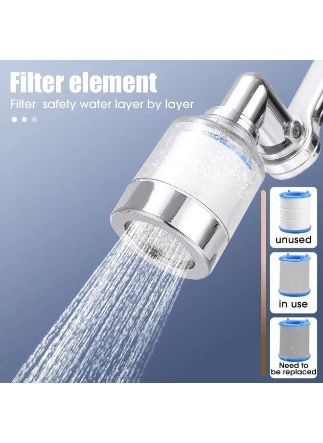 Movable faucet fitting with internal filter with all accessories and connections