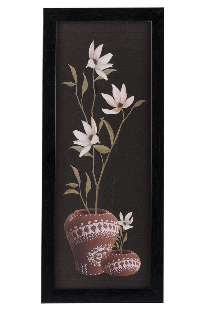 Indianara 3 PC Set of Floral Paintings Without Glass 5.2 X 12.5, 9.5 X 12.5, 5.2 X 12.5 inch-Multicolour - Image 2