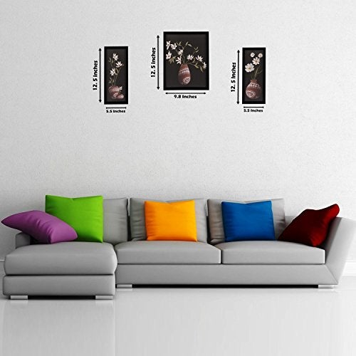 Indianara 3 PC Set of Floral Paintings Without Glass 5.2 X 12.5, 9.5 X 12.5, 5.2 X 12.5 inch-Multicolour - Image 5
