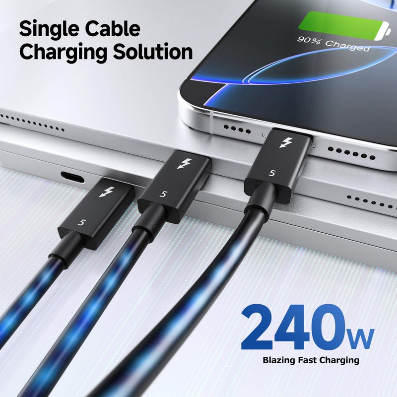 Cable Matters [Intel Certified 80Gbps Thunderbolt 5 Cable - 1m / 3.3ft, Supports up to 120Gbps Bandwidth Boost and 240W Charging, Compatible with Thunderbolt 4, USB4, and USB C, Black - Image 5