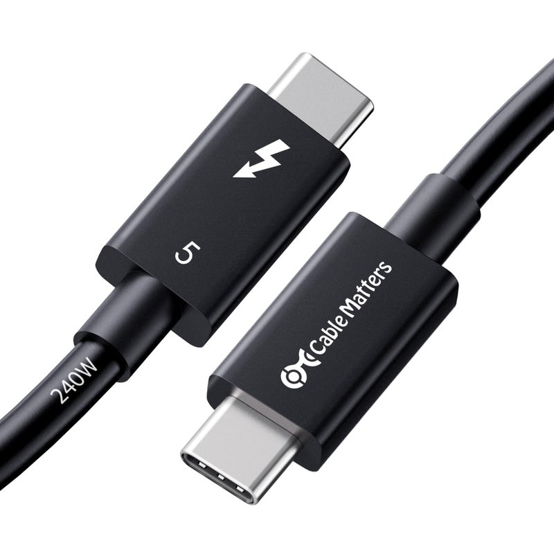Cable Matters [Intel Certified 80Gbps Thunderbolt 5 Cable - 1m / 3.3ft, Supports up to 120Gbps Bandwidth Boost and 240W Charging, Compatible with Thunderbolt 4, USB4, and USB C, Black - Image 1