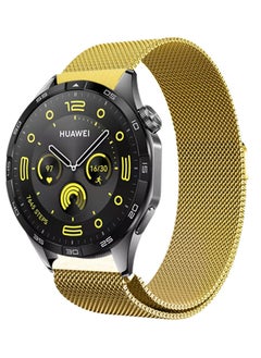 CATANES (for Huawei GT4 22mm) Milanese Strap, Adjustable Stainless Steel Band Men and Women Mesh Loop Magnetic Clasp Replacement Band Gold  - Image 2